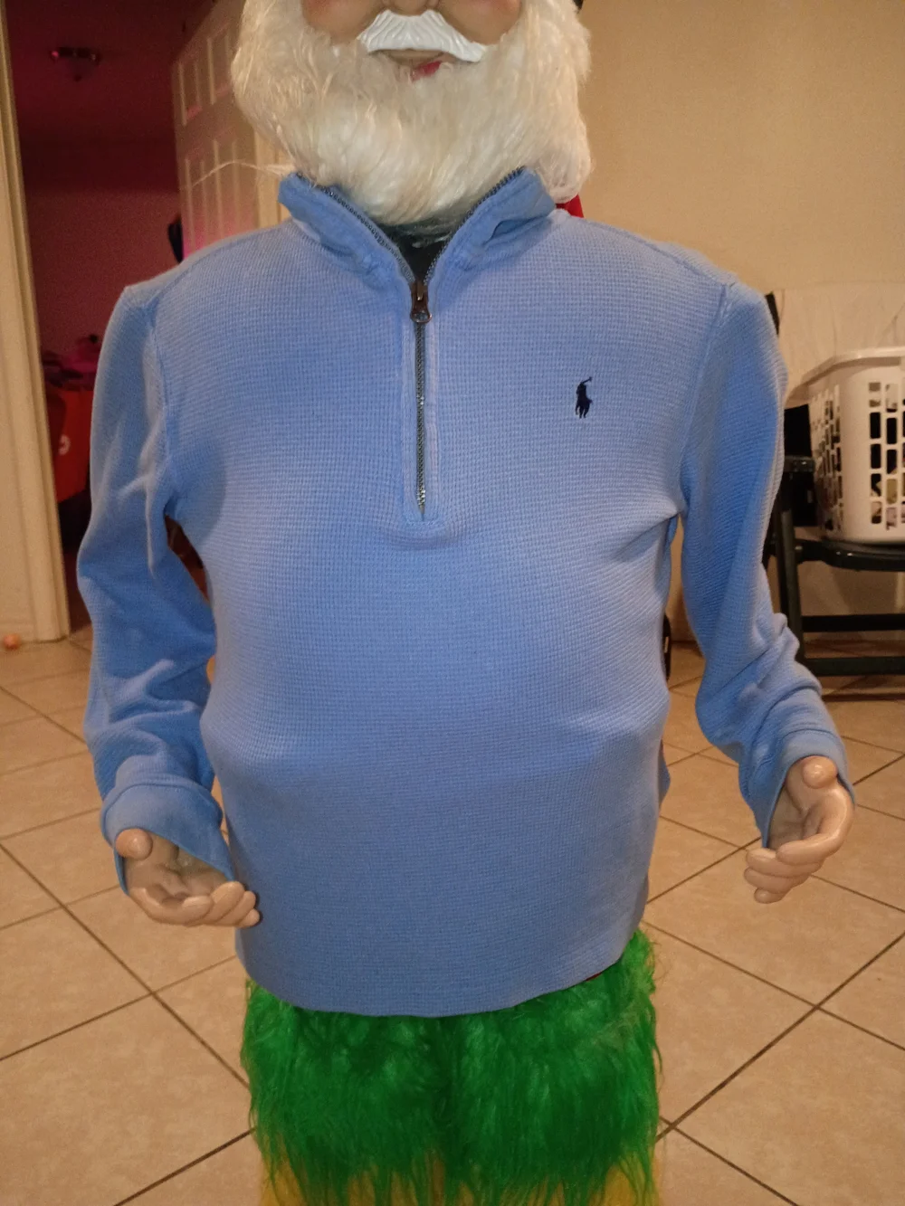 Ralph Lauren Light Blue Quarter-Zip Waffle Knit Pullover
